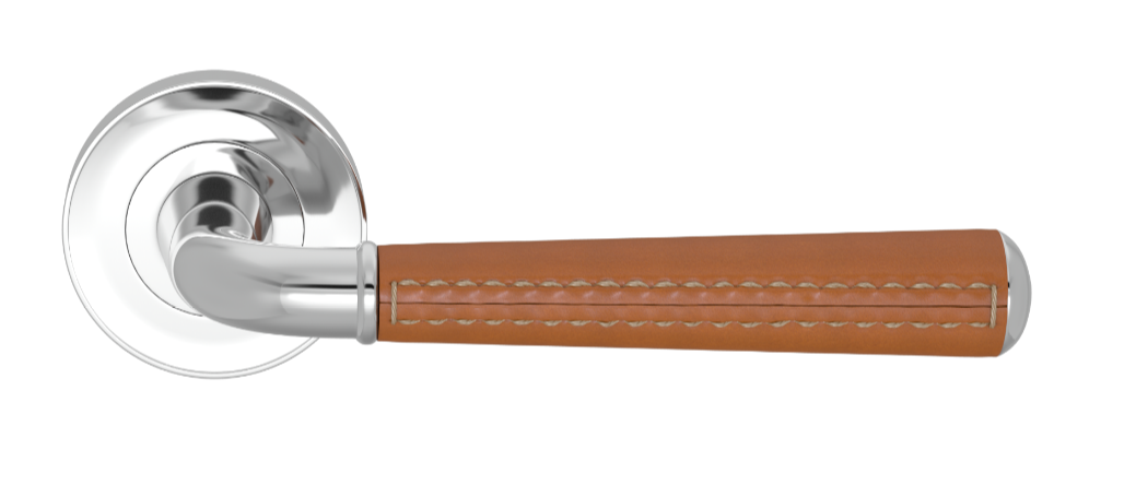 Ручка дверная TURNSTYLE DESIGNS TUBE GOOSE NECK STITCH OUT COMBINATION LEATHER TAN