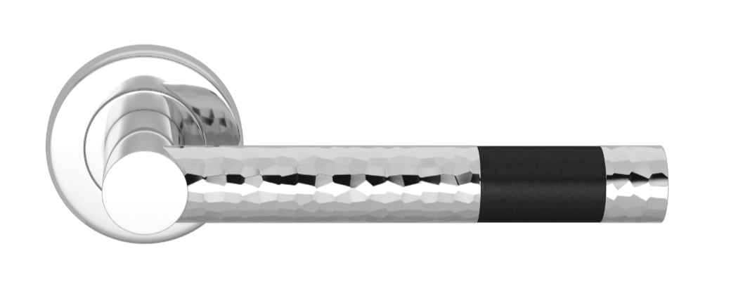 Ручка дверная TURNSTYLE DESIGNS BARREL SHORT STITCH IN RECESS LEATHER HAMMERED BLACK