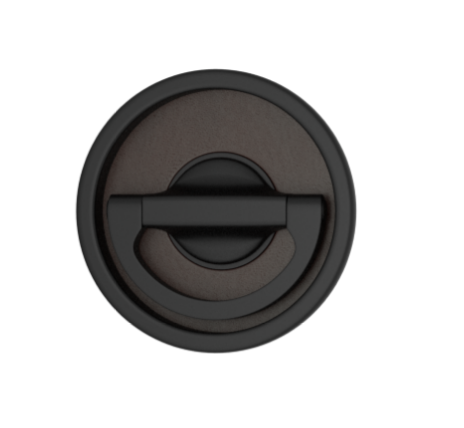 Ручка для раздвижных дверей TURNSTYLE DESIGNS ROUND REVOLVING RECESS LEATHER BLACK TEA