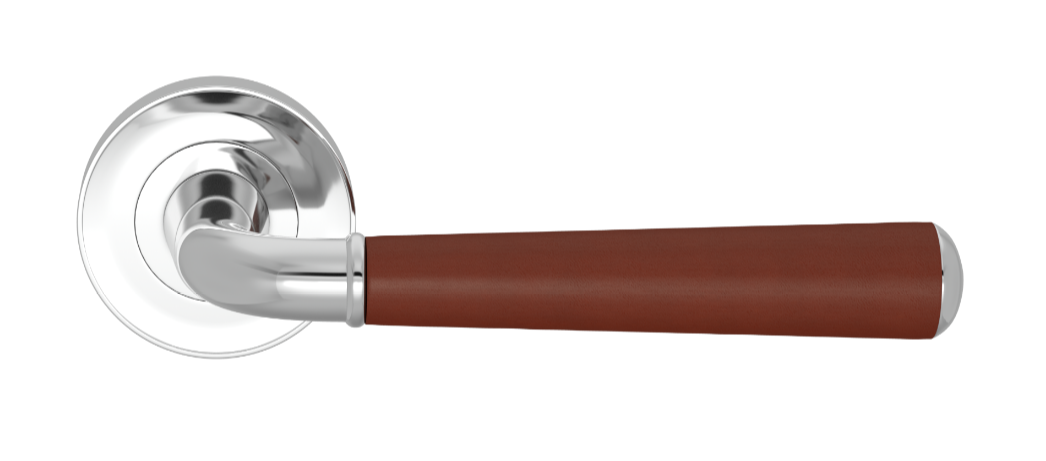 Ручка дверная TURNSTYLE DESIGNS TUBE STITCH IN GOOSE NECK COMBINATION LEATHER CHESTNUT