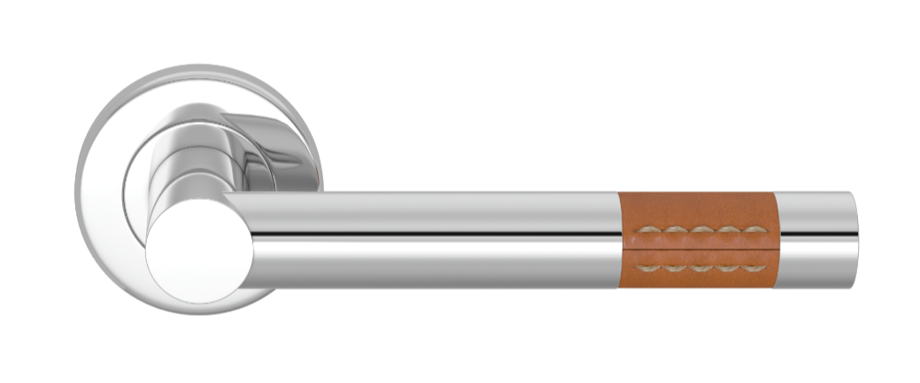 Ручка дверная TURNSTYLE DESIGNS BARREL SHORT STITCH OUT RECESS LEATHER TAN