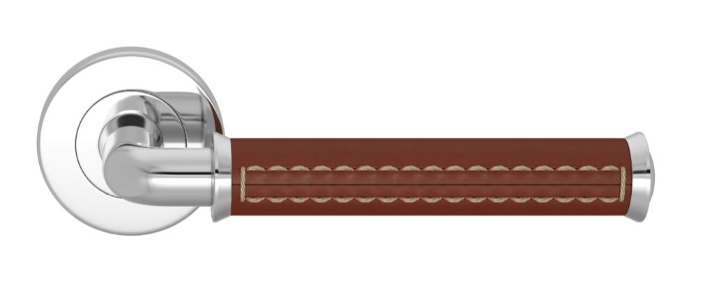 Ручка дверная TURNSTYLE DESIGNS BONNEVILLE STITCH OUT PIPE RECESS LEATHER CHESTNUT