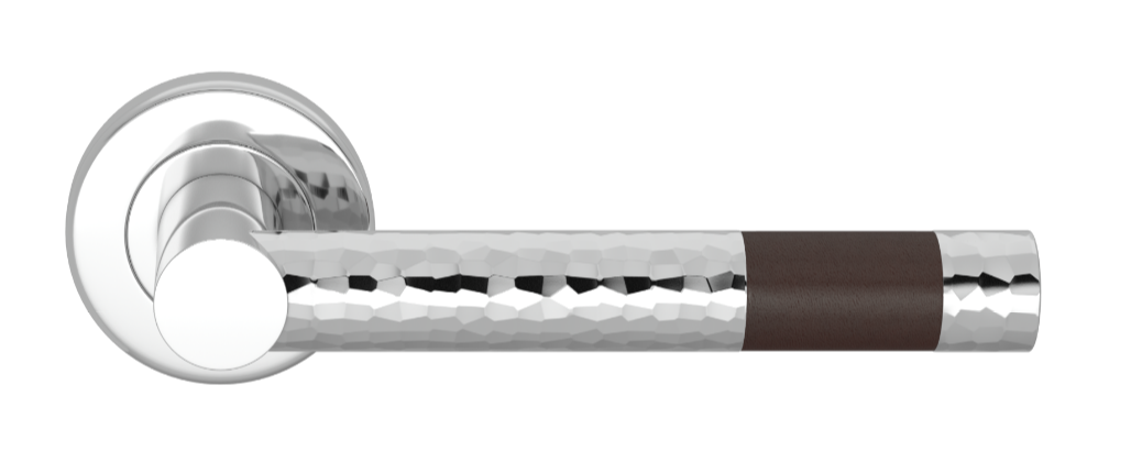 Ручка дверная TURNSTYLE DESIGNS BARREL SHORT STITCH IN RECESS LEATHER HAMMERED CHOCOLATE
