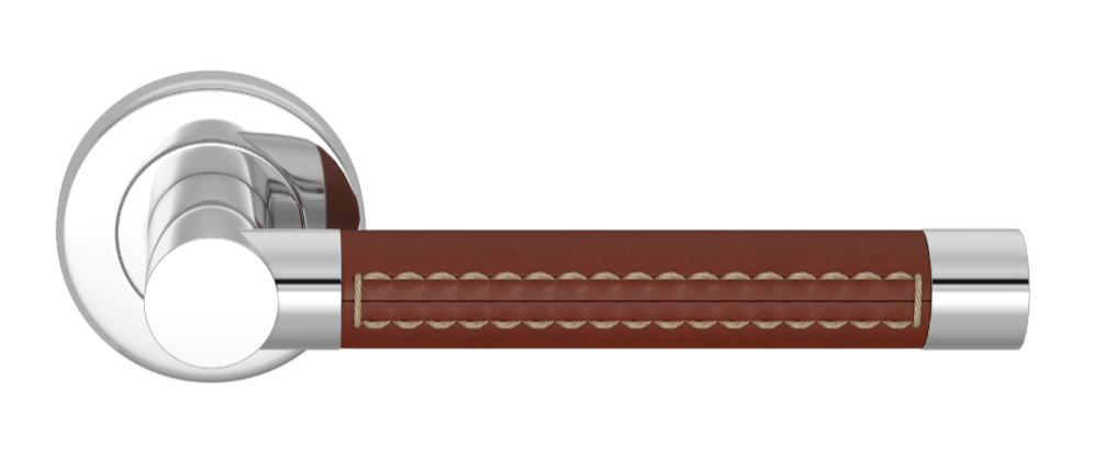 Ручка дверная TURNSTYLE DESIGNS BARREL STITCH OUT RECESS LEATHER CHESTNUT