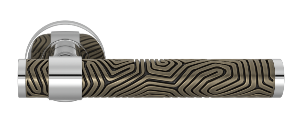 Ручка дверная TURNSTYLE DESIGNS LABYRINTH STEPPED RECESS AMALFINE SILVER BRONZE