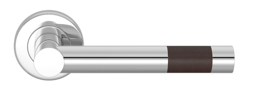 Ручка дверная TURNSTYLE DESIGNS BARREL SHORT STITCH IN RECESS LEATHER CHOCOLATE