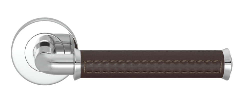 Ручка дверная TURNSTYLE DESIGNS BONNEVILLE STITCH OUT PIPE RECESS LEATHER CHOCOLATE