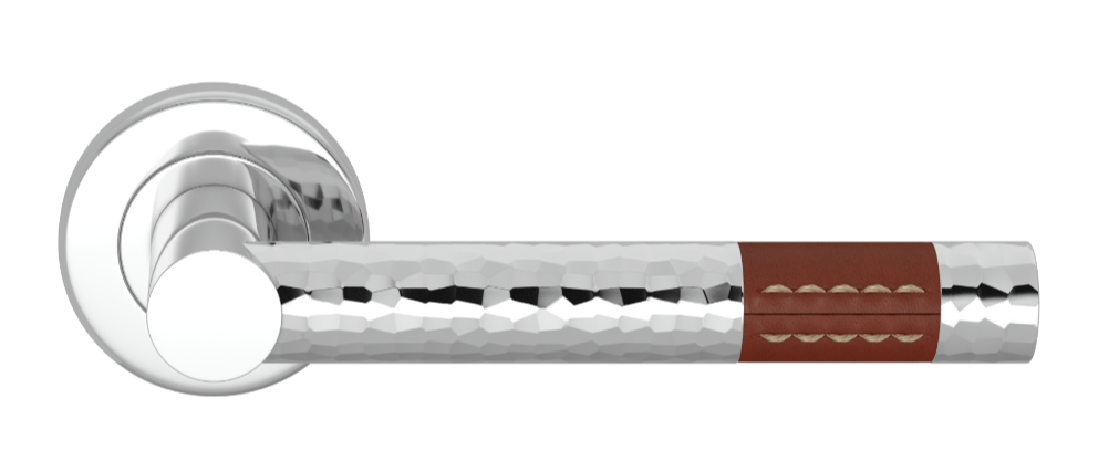 Ручка дверная TURNSTYLE DESIGNS BARREL SHORT STITCH OUT RECESS LEATHER HAMMERED CHESTNUT