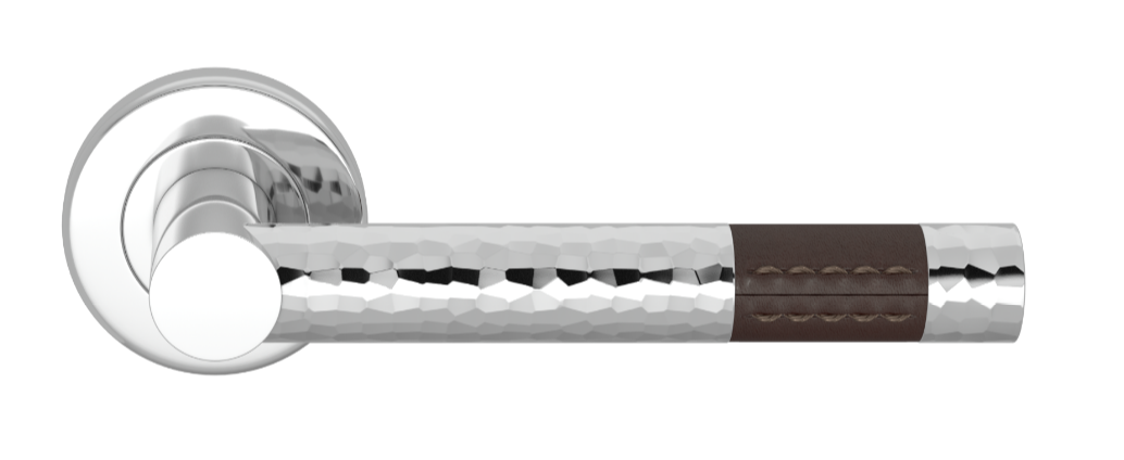 Ручка дверная TURNSTYLE DESIGNS BARREL SHORT STITCH OUT RECESS LEATHER HAMMERED CHOCOLATE