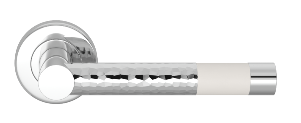 Ручка дверная TURNSTYLE DESIGNS BARREL SHORT STITCH IN RECESS LEATHER HAMMERED WHITE