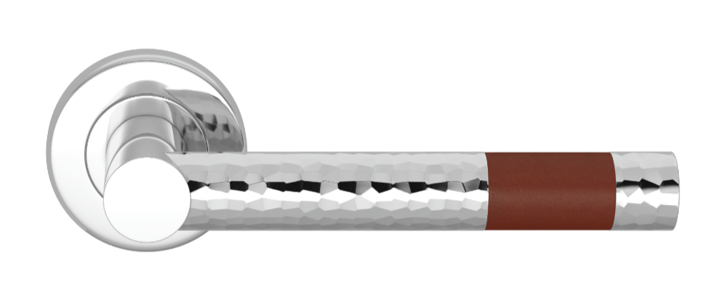 Ручка дверная TURNSTYLE DESIGNS BARREL SHORT STITCH IN RECESS LEATHER HAMMERED CHESTNUT