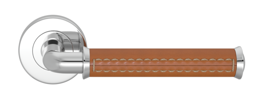 Ручка дверная TURNSTYLE DESIGNS BONNEVILLE STITCH OUT PIPE RECESS LEATHER TAN