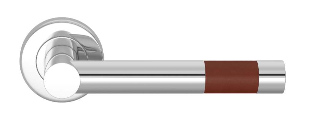 Ручка дверная TURNSTYLE DESIGNS BARREL SHORT STITCH IN RECESS LEATHER CHESTNUT