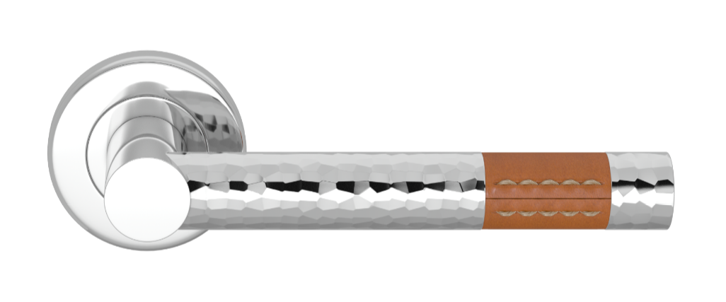 Ручка дверная TURNSTYLE DESIGNS BARREL SHORT STITCH OUT RECESS LEATHER HAMMERED TAN