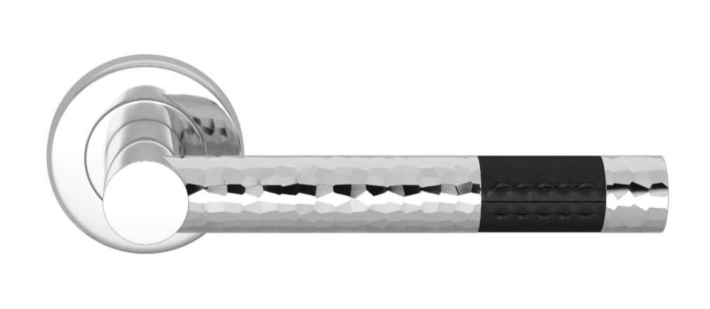 Ручка дверная TURNSTYLE DESIGNS BARREL SHORT STITCH OUT RECESS LEATHER HAMMERED BLACK